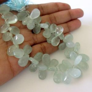 Shop Aquamarine Bead Shapes! Natural Aquamarine Smooth Pear Briolette Beads, 7 Inches Of 12mm To 13mm Aquamarine Beads, GDS753 | Natural genuine other-shape Aquamarine beads for beading and jewelry making.  #jewelry #beads #beadedjewelry #diyjewelry #jewelrymaking #beadstore #beading #affiliate #ad
