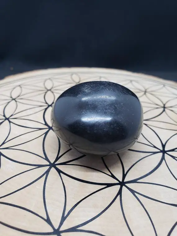 Black Tourmaline Palmstone - Meditation Reiki Charged -  Energy Infused Crystal Palmstone #3