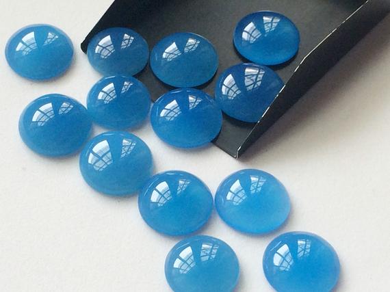 16-20mm Blue Chalcedony Plain Round Cabochon, Blue Chalcedony Flat Back Stone, Blue Chalcedony Round Cabochons For Jewelry,  - Krs322