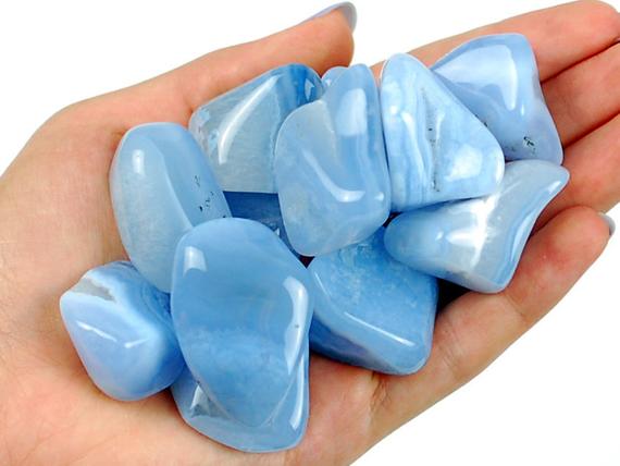 Blue Chalcedony Tumbled Stone, Blue Chalcedony, Tumbled Stones, Chalcedony, Crystals, Stones, Gifts, Rocks, Gems, Gemstones, Zodiac Crystals