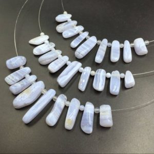 Shop Crystal Beads for Jewelry Making! Blue Lace Agate Beads Set 9Pieces Graduated Stick Pendant Beads Necklace Beads Set Blue Lace Agate Gemstone Beads For Jewelry Making | Natural genuine beads Quartz beads for beading and jewelry making.  #jewelry #beads #beadedjewelry #diyjewelry #jewelrymaking #beadstore #beading #affiliate #ad