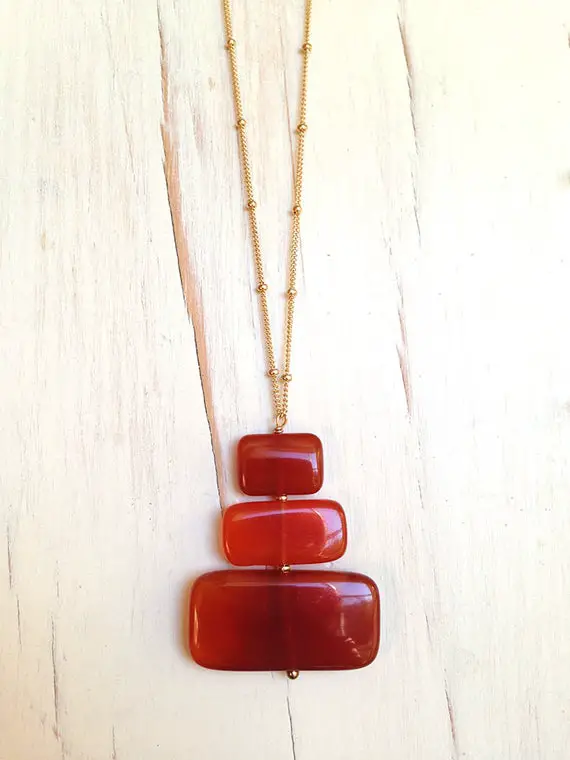 Carnelian Necklace Carnelian Slab Contemporary Gold Filled Necklace Gemstone Jewelry