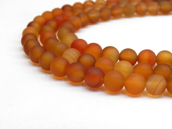 Natural Carnelian Beads, Matte Beads, Orange Carnelian, Carnelian Beads, Autumn Beads, Fall Beads Orange Beads Frosted Beads Orange Gemstone