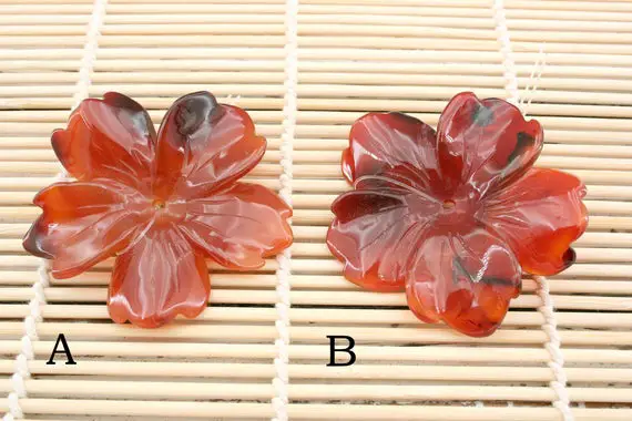 Carnelian Flower Pendants 49-52mm (etp00276) Unique Jewelry/vintage Jewelry/gemstone Pendants