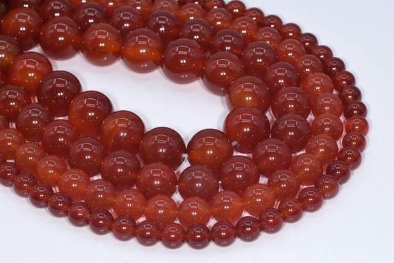 Genuine Natural Carnelian Loose Beads Round Shape 6mm 8mm 9-10mm 11-12mm 15mm