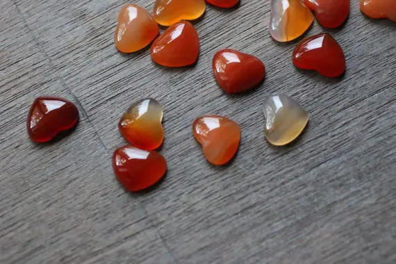 Carnelian Small Heart 17 Mm Stone With Flat Back K266