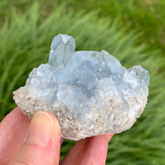 3" Celestine Crystal Cluster - Raw Celestite- Natural Mineral- Collectable Specimen- Healing Crystal- Meditation Stone- From Madagascar 240g