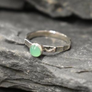 Shop Chrysoprase Rings! Chrysoprase Ring, Natural Chrysoprase, May Birthstone, Silver Hammerd Band, Solitaire Ring, Stackable Ring, VintageRing, Solid Silver Ring | Natural genuine Chrysoprase rings, simple unique handcrafted gemstone rings. #rings #jewelry #shopping #gift #handmade #fashion #style #affiliate #ad