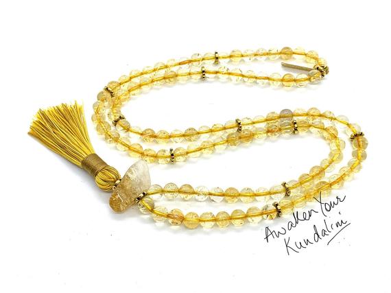 Aaa Grade Citrine Mala Beads Simple Dainty Necklace, Gold Citrine Necklace, November Birthstone, Yellow Birthstone, Minimalist, Gift For Her