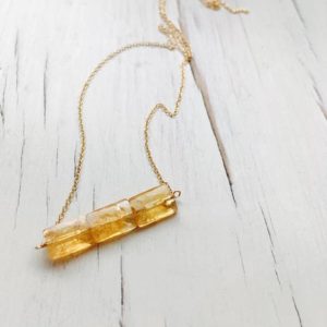Shop Gemstone & Crystal Necklaces! Citrine Necklace Citrine Bar Necklace Citrine Jewelry Gemstone Jewelry November Birthstone | Natural genuine Gemstone necklaces. Buy crystal jewelry, handmade handcrafted artisan jewelry for women.  Unique handmade gift ideas. #jewelry #beadednecklaces #beadedjewelry #gift #shopping #handmadejewelry #fashion #style #product #necklaces #affiliate #ad