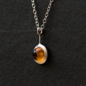 Citrine Cab Necklace in Silver, Gift For Her Orange Gemstone Cabochon Pendant | Natural genuine Citrine pendants. Buy crystal jewelry, handmade handcrafted artisan jewelry for women.  Unique handmade gift ideas. #jewelry #beadedpendants #beadedjewelry #gift #shopping #handmadejewelry #fashion #style #product #pendants #affiliate #ad