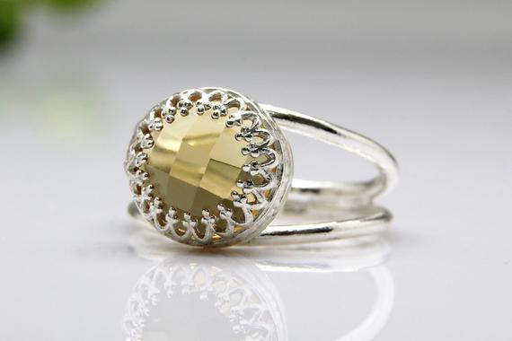Citrine Ring · November Birthstone Ring · Silver Ring · Vintage Ring · Unique Rings · Gemstone Ring · Double Band Ring · Ring For Women