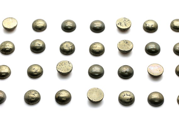 Clearance Sale - Natural Pyrite Cabochon,cabochons Sale,round Cabochon,gray Pyrite Gemstone,gemstone Cabochons,custom Size 10mm,16mm Cab