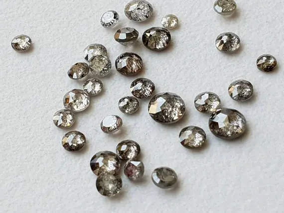 3.5-4mm Salt And Pepper Diamond, Tamboli Rose Cut Diamond, 2 Pc Flat Back, Rare Diamond, Natural Round Diamond For Jewelry - Ppd20a
