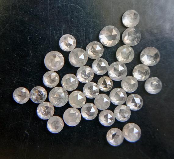 2-2.5mm Light Grey Rose Cut Diamond, Natural Loose Faceted Diamond For Jewelry Pendant Ring Studs (2pcs To 10pcs)