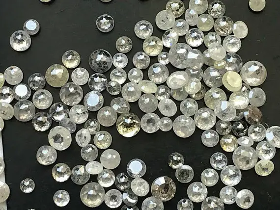 2-3mm Salt And Pepper, White & Grey Rose Cut Diamond,  Rare Natural Multi Tamboli Diamond Cabochon, Faceted Diamond (0.5cts To 2cts Options)
