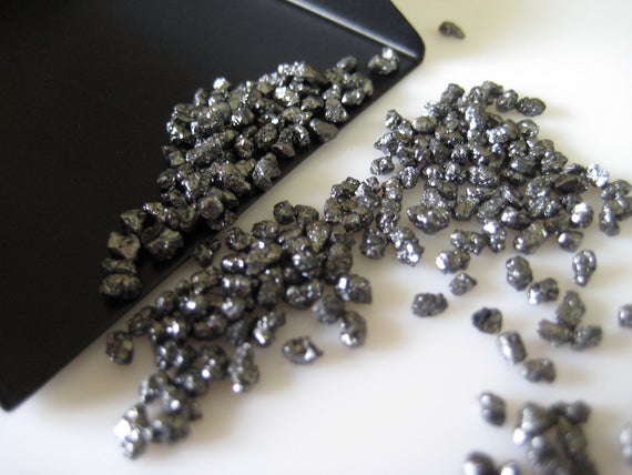 2 Carat Weight 2mm To 3mm Black Color Uncut Diamond Chips, Natural Rough Raw Diamond Chips