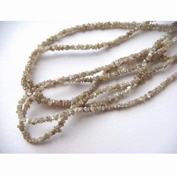 3-4mm Champagne Brown Rough Diamonds, Natural Raw Uncut Diamond Beads, Champagne Brown Raw Diamonds For Jewelry (4in To 16in Options)
