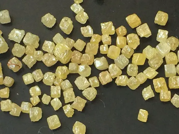 1-2mm Yellow Perfect Cube Rough Diamonds, Tiny Undrilled Natural Yellow Raw Diamond Box Bead, Loose Raw Uncut Diamond Cubes (1ct To 5ct)