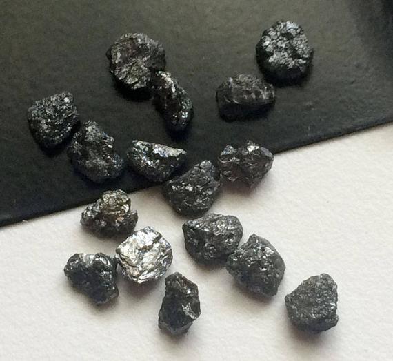 7-8mm Black Diamond, Flat Black Rough Diamond, Black Raw Diamond, Uncut Diamond, Black Loose Diamond For Jewelry (1pc To 10pc Options)