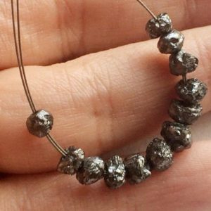 Shop Diamond Chip & Nugget Beads! 5.5-7mm Black Rough Diamond Beads, 1mm Large Hole Drilled Black Diamond, Loose Diamond, Conflict Free Black Diamond Beads (1Pc To 10Pc) | Natural genuine chip Diamond beads for beading and jewelry making.  #jewelry #beads #beadedjewelry #diyjewelry #jewelrymaking #beadstore #beading #affiliate #ad