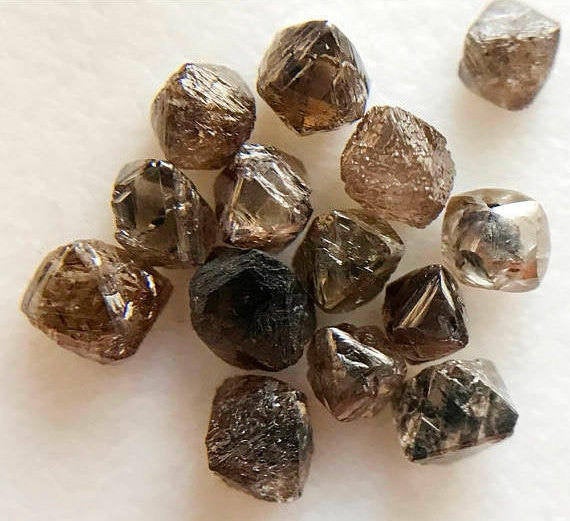 3-4mm Brown Raw Diamond Crystal, Natural Rough Diamond, Uncut Diamond, Loose Diamond Crystal, Diamond Octahedron For Jewelry (1pc To 5pc)