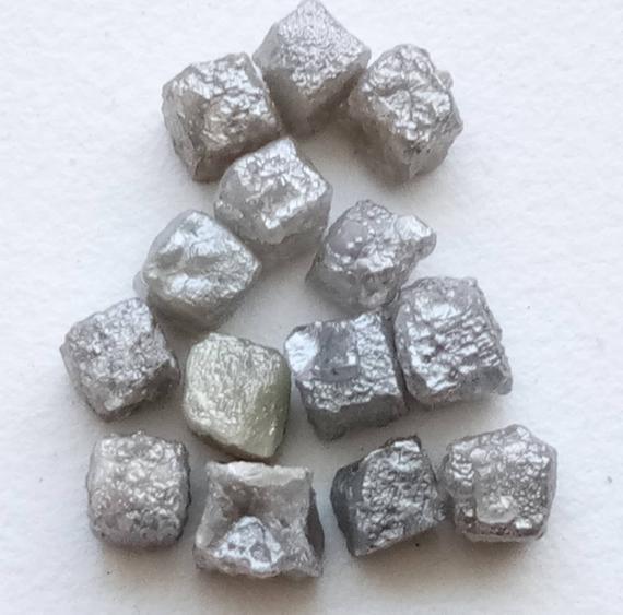 4.5-5mm Grey Rough Diamond Perfect Cube, Natural Grey Rough Diamond Cubes, Loose Diamonds, Raw Diamond, Uncut Diamonds (2pcs To 4pcs Option)