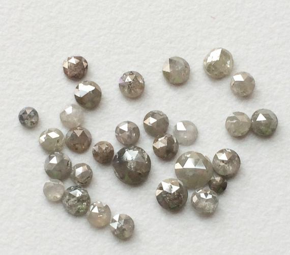 3-3.5mm Calibrated Light Gray Rose Cut Diamond, Light Gray Loose Rose Cut Natural Diamond, Melee Diamond For Jewelry (2pcs-8pcs) - Vicpa506