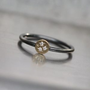 Shop Diamond Rings! Cute 3 Starburst Diamond 14K Yellow Gold Silver Ring Cosmic Sparkle Oxidized Band Delicate Tiny Brilliant Gemstone Stacking Gift – Dreistern | Natural genuine Diamond rings, simple unique handcrafted gemstone rings. #rings #jewelry #shopping #gift #handmade #fashion #style #affiliate #ad