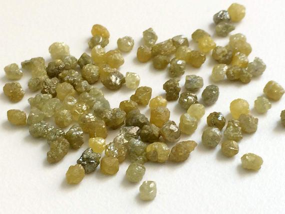 3-5mm Yellow Rough Diamond Rondelles, Natural Yellow Diamond, Yellow Loose Diamonds, Rough Diamonds For Jewelry, Conflict Free (4pc To 12pc)