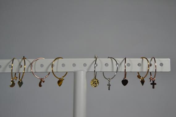 Tiny Charm Hoop Earrings~mix&match Charms~sterling Silver, Gold Fill, Rose Gold Fill~cross, Heart, Circle, Diamond, Star, Moon~girls/adults