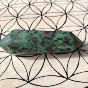 Double Terminated Ruby Zoisite Crystal Wand Reiki Charged DT Crystal Point #6 | Natural genuine stones & crystals in various shapes & sizes. Buy raw cut, tumbled, or polished gemstones for making jewelry or crystal healing energy vibration raising reiki stones. #crystals #gemstones #crystalhealing #crystalsandgemstones #energyhealing #affiliate #ad