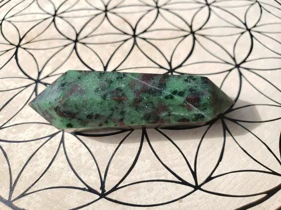 Double Terminated Ruby Zoisite Crystal Wand Reiki Charged Dt Crystal Point #6