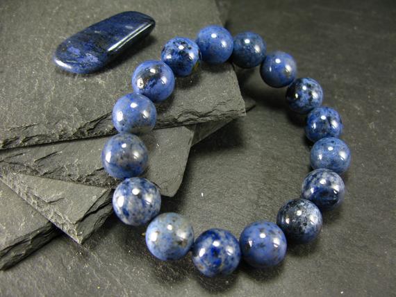 Dumortierite Genuine Bracelet ~ 7 Inches  ~ 12mm Round Beads