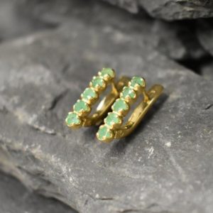 Shop Emerald Earrings! Emerald Gold Earrings, Emerald Earrings, Natural Emerald, May Birthstone, Gold Earrings, Green Emerald Earrings, Gold Vintage Earrings | Natural genuine Emerald earrings. Buy crystal jewelry, handmade handcrafted artisan jewelry for women.  Unique handmade gift ideas. #jewelry #beadedearrings #beadedjewelry #gift #shopping #handmadejewelry #fashion #style #product #earrings #affiliate #ad