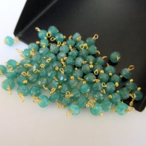 Shop Emerald Faceted Beads! 25 pcs Emerald Rondelle Beads, 3mm Faceted Rondelles, Wire Wrapped Gemstone Beads, Jewelry Hangings, SKU-JH4 | Natural genuine faceted Emerald beads for beading and jewelry making.  #jewelry #beads #beadedjewelry #diyjewelry #jewelrymaking #beadstore #beading #affiliate #ad