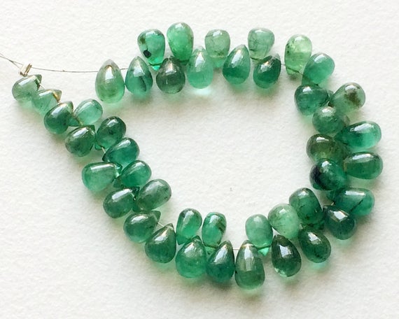3x5mm - 4x6mm Emerald Plain Teardrop Briolettes, Emerald Beads, Original Green Emerald Drops For Jewelry (5pcs To 20pcs Options) - Pgpa169a