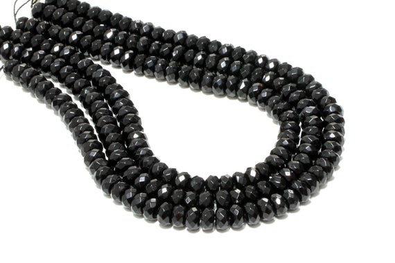 Faceted Rondelle Beads,black Onyx Beads,black Diamond Beads,black Necklace Diy,gemstone Beads,loose Beads,beads Wholesale - 16" Strand