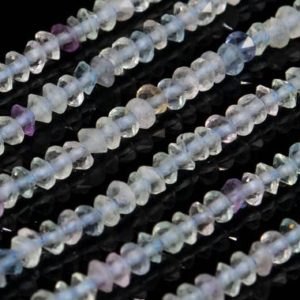 Shop Fluorite Faceted Beads! Genuine Natural Multicolor Fluorite Loose Beads Grade AAA Faceted Rondelle Shape 3x2mm | Natural genuine faceted Fluorite beads for beading and jewelry making.  #jewelry #beads #beadedjewelry #diyjewelry #jewelrymaking #beadstore #beading #affiliate #ad
