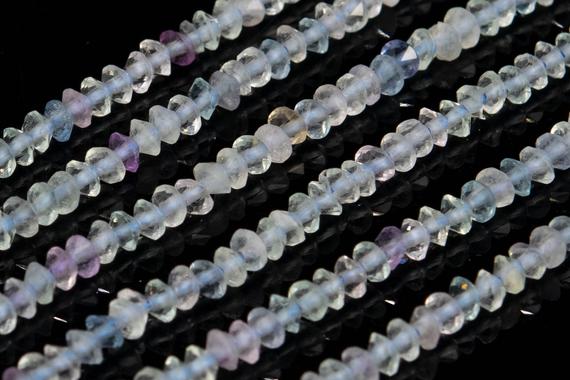 Genuine Natural Multicolor Fluorite Loose Beads Grade Aaa Faceted Rondelle Shape 3x2mm