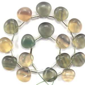 Shop Fluorite Bead Shapes! Best Quality 1 Strand Natural Fluorite Gemstone, Multi Color Smooth Heart shape,Size 9-10 MM Briolette Beads Making Jewelry Wholesale Price | Natural genuine other-shape Fluorite beads for beading and jewelry making.  #jewelry #beads #beadedjewelry #diyjewelry #jewelrymaking #beadstore #beading #affiliate #ad