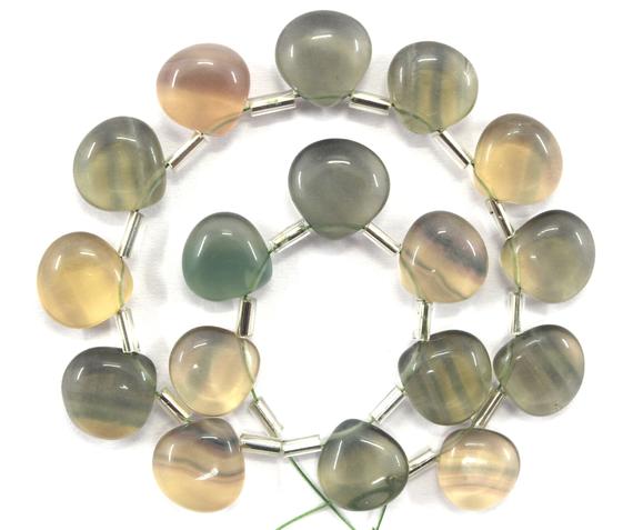 Best Quality 1 Strand Natural Fluorite Gemstone, Multi Color Smooth Heart Shape,size 9-10 Mm Briolette Beads Making Jewelry Wholesale Price