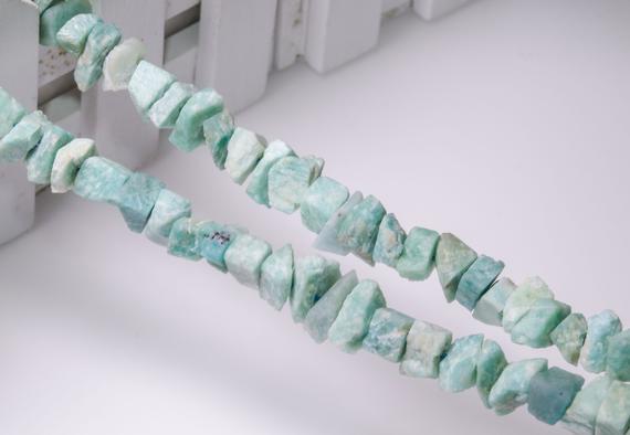 Full Strand Amazonite Raw Rough Natural Stone Center Drilled  Crystal Healing Stone Points/beads For Jewelry Making Luck Gift