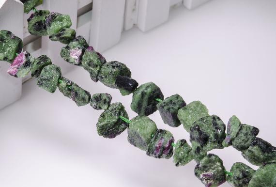 Full Strand Ruby In Zoisite Raw Rough Natural Stone Center Drilled  Crystal Healing Stone Points/beads For Jewelry Making Luck Gift
