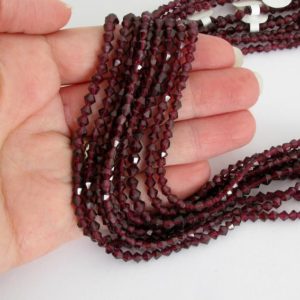 Shop Garnet Faceted Beads! 3mm – 4mm Bicone Garnet Bead Strand, Red Garnets, Genuine Gemstone, Faceted Genuine Red Garnets, Faceted Red Bicone Beads, Garnet208 | Natural genuine faceted Garnet beads for beading and jewelry making.  #jewelry #beads #beadedjewelry #diyjewelry #jewelrymaking #beadstore #beading #affiliate #ad