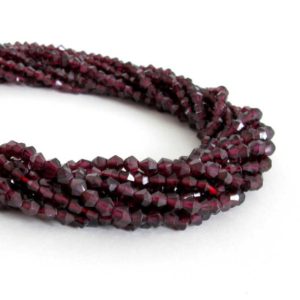 Shop Garnet Faceted Beads! 4mm Bicone Garnet Bead Strand, Red Garnets, 3.5 Inch Strand, Faceted Genuine Red Garnets Bead Strand, Faceted Red Bicone Beads, Gar201 | Natural genuine faceted Garnet beads for beading and jewelry making.  #jewelry #beads #beadedjewelry #diyjewelry #jewelrymaking #beadstore #beading #affiliate #ad