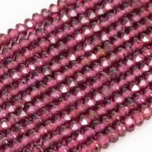 Shop Garnet Faceted Beads! Genuine Natural Purple Red Garnet Loose Beads Grade AAA Faceted Rondelle Shape 2.5x2mm | Natural genuine faceted Garnet beads for beading and jewelry making.  #jewelry #beads #beadedjewelry #diyjewelry #jewelrymaking #beadstore #beading #affiliate #ad