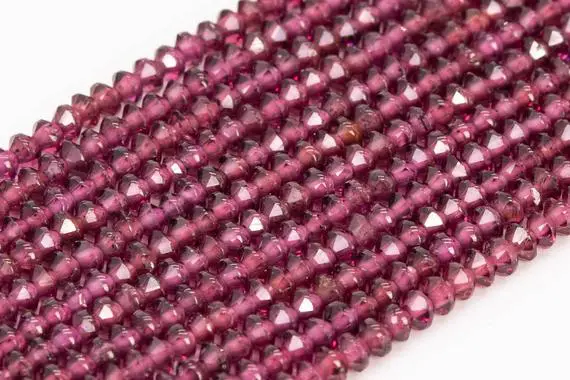 Genuine Natural Purple Red Garnet Loose Beads Grade Aaa Faceted Rondelle Shape 2.5x2mm
