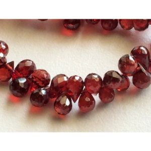 4x6mm Garnet Faceted Tear Drop Beads, Red Garnet Briolette Beads, Garnet Beads For Jewelry, Garnet Gemstone (4IN To 8IN Options) – PG55 | Natural genuine other-shape Gemstone beads for beading and jewelry making.  #jewelry #beads #beadedjewelry #diyjewelry #jewelrymaking #beadstore #beading #affiliate #ad