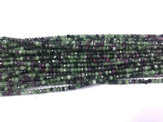 Genuine Faceted Ruby Zoisite 2x3mm Rondelle Cut Natural Loose Gemstone Gradea Beads 15 Inch Jewelry Bracelet Necklace Material Supply